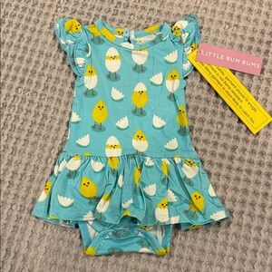 Little Bum Bums Chick Magnet Ruffle Onesie new with tags Easter spring dress